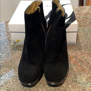 Esmeralda Black Suede Platform Bootie 4.5” Heel
